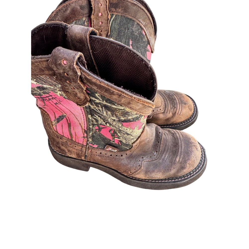 Justin Gypsy Womens 6B Brown Leather Pink Camo Western Cowgirl Boots